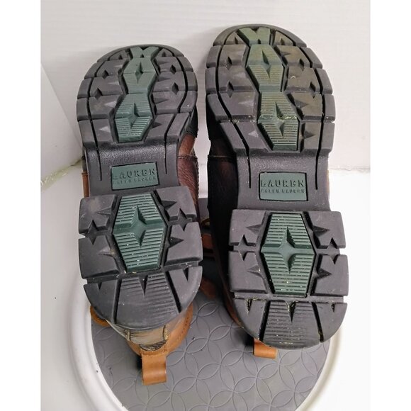 Ralph Lauren Brown & Tan Leather Duck Boots 8.5 B Womens - Picture 4 of 8